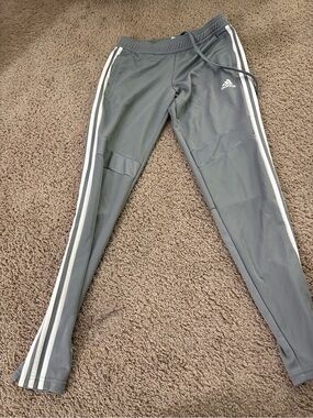 adidas Gray Jogger Sweatpants with White Side Stripes